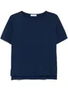 Le Tricot Perugia Classic Crew Neck T-shirt In Soft Viscose Blend In Blue