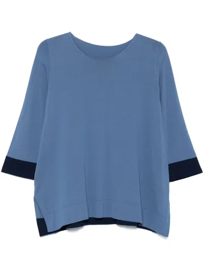 Le Tricot Perugia Contrast-trim Top In Blue