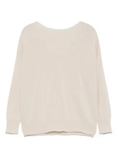 Le Tricot Perugia Cotton Sweater In Neutrals