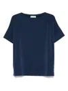 Le Tricot Perugia Classic Crew Neck T-shirt In Soft Viscose Blend In Blue