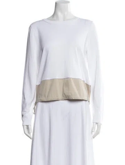 Pre-owned Le Tricot Perugia Crew Neck Long Sleeve Top W/ Tags In White