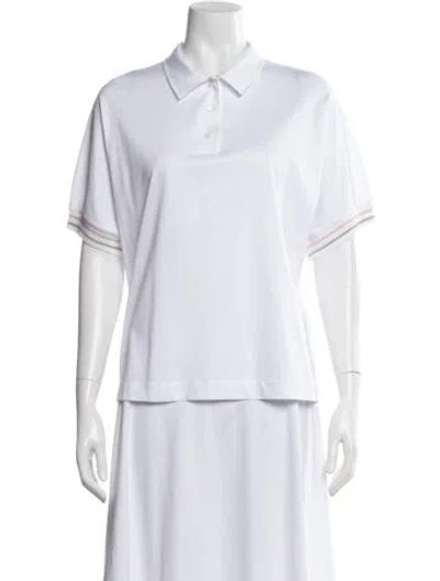 Pre-owned Le Tricot Perugia Crew Neck Short Sleeve Polo W/ Tags In White
