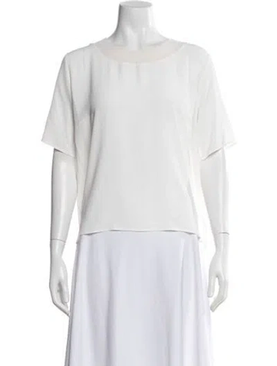 Pre-owned Le Tricot Perugia Crew Neck Short Sleeve Top W/ Tags In White