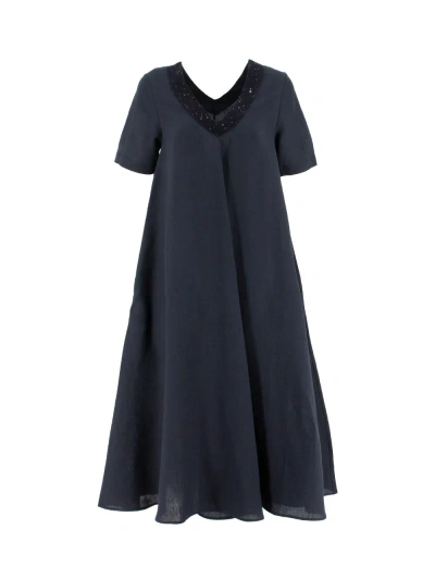 Le Tricot Perugia Dress In Blue_blue