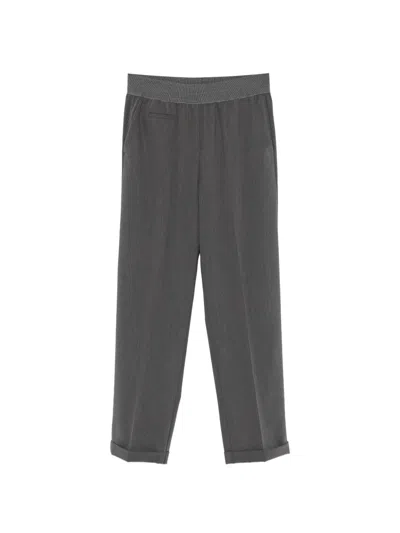 Le Tricot Perugia Elasticated-waistband Turn-up Trousers In Gray