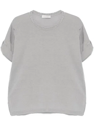 Le Tricot Perugia Fine-knit T-shirt In Grey