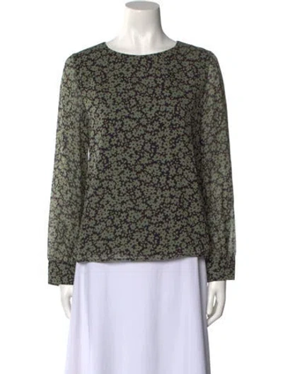 Pre-owned Le Tricot Perugia Floral Print Bateau Neckline Sweatshirt In Green