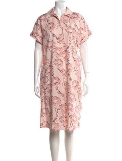 Pre-owned Le Tricot Perugia Floral Print Knee-length Dress W/ Tags In Pink