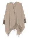 Le Tricot Perugia Fringe-detail Poncho In Gray