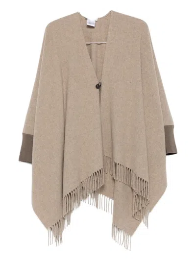 LE TRICOT PERUGIA FRINGE-DETAIL PONCHO