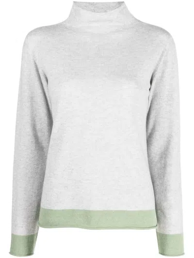 Le Tricot Perugia Funnel-neck Long-sleeve Jumper In Grey