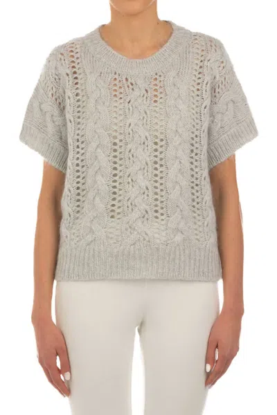 Le Tricot Perugia Giro Collo Sweater In Silver In Gray