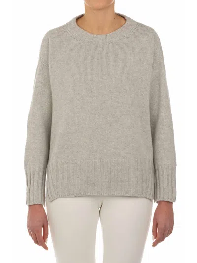 Le Tricot Perugia Grey Wool Silk Pullover In Gray