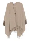 Le Tricot Perugia Fringe-detail Poncho In Brown