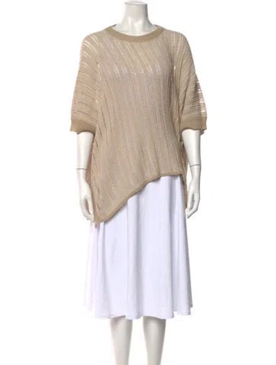Pre-owned Le Tricot Perugia Linen Crew Neck Sweater W/ Tags In Neutral