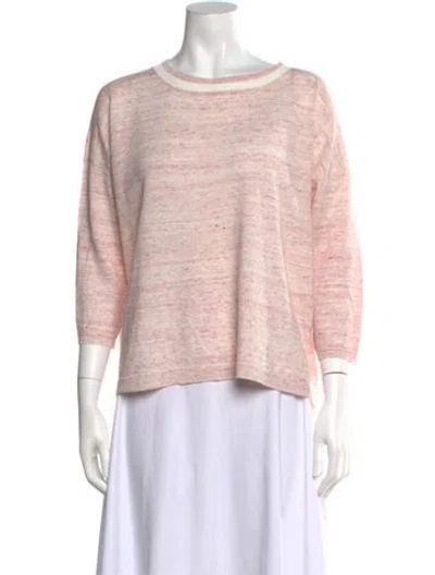 Pre-owned Le Tricot Perugia Linen Crew Neck Sweater W/ Tags In Pink