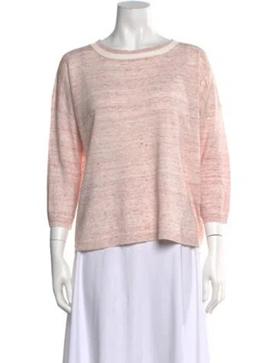 Pre-owned Le Tricot Perugia Linen Crew Neck Sweater W/ Tags In Pink