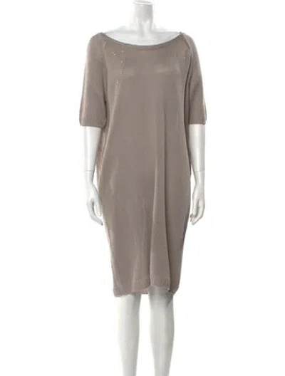 Pre-owned Le Tricot Perugia Linen Knee-length Dress In Neutral