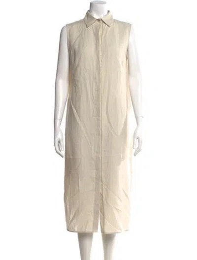 Pre-owned Le Tricot Perugia Linen Knee-length Dress W/ Tags In Neutral