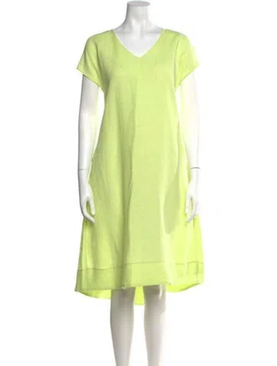 Pre-owned Le Tricot Perugia Linen Knee-length Dress W/ Tags In Yellow