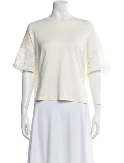 Pre-owned Le Tricot Perugia Linen Lace Pattern Top W/ Tags In Neutral