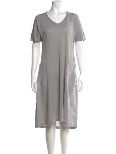 Pre-owned Le Tricot Perugia Linen Midi Length Dress W/ Tags In Gray