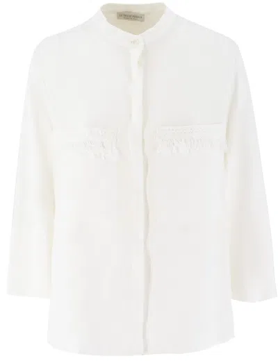 Le Tricot Perugia Linen Shirt With Fringed Embroidery