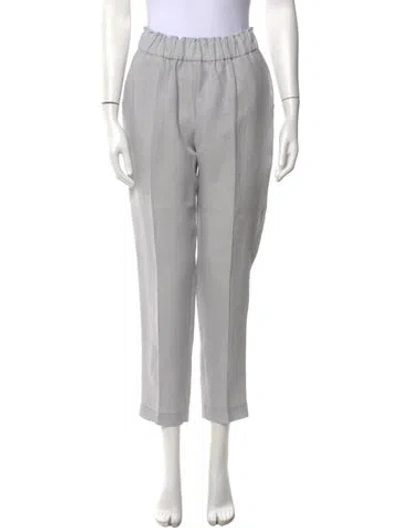 Pre-owned Le Tricot Perugia Linen Straight Leg Pants W/ Tags In Gray