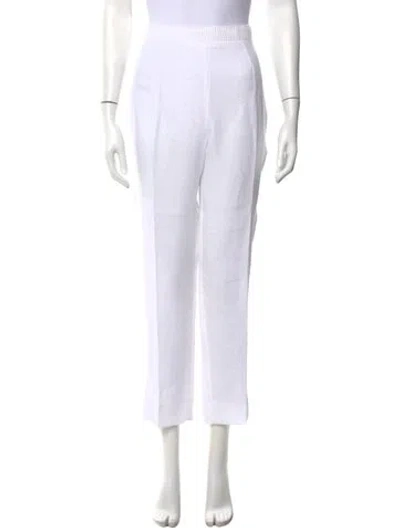 Pre-owned Le Tricot Perugia Linen Straight Leg Pants W/ Tags In White