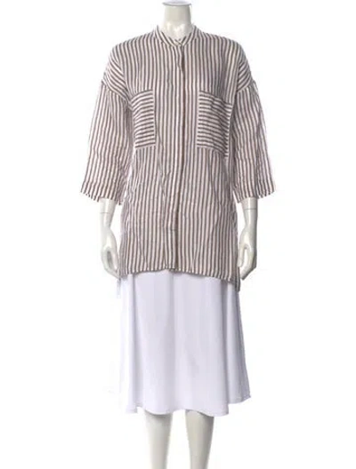 Pre-owned Le Tricot Perugia Linen Striped Top In Multi