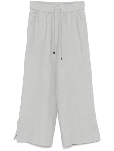 Le Tricot Perugia Linen Trousers In Grey