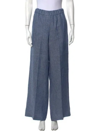 Pre-owned Le Tricot Perugia Linen Wide Leg Pants W/ Tags In Blue