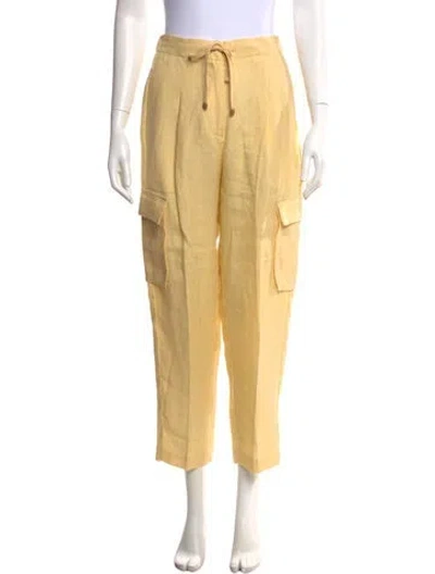 Pre-owned Le Tricot Perugia Linen Wide Leg Pants W/ Tags In Yellow