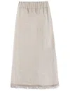 Le Tricot Perugia Long Linen Skirt With Elasticated Waist