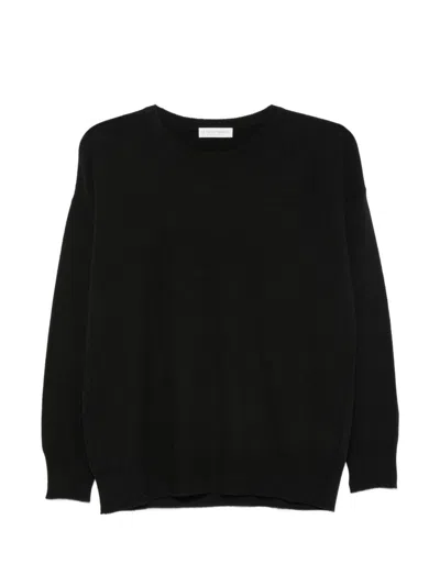 Le Tricot Perugia Long-sleeve Crewneck Sweater In Black