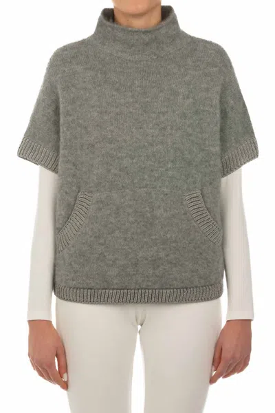 Le Tricot Perugia Lupetto Mock Neck Sweater In Grigio + Silver In Gray