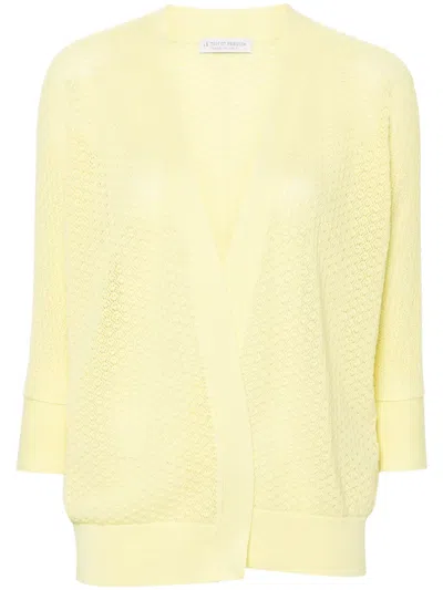 Le Tricot Perugia Open-knit Cotton Cardigan In 黄色