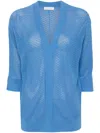 Le Tricot Perugia Open-knit Cotton Cardigan In 蓝色
