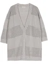 Le Tricot Perugia Open-knit Linen-blend Cardigan In Grey