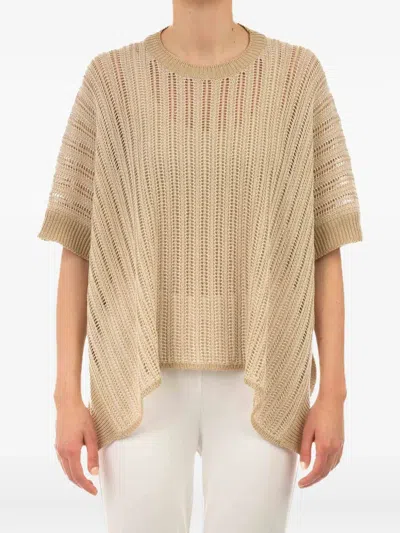 Le Tricot Perugia Open-knit Top In Brown
