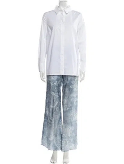 Pre-owned Le Tricot Perugia Paisley Print Pant Set In Blue