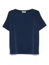 Le Tricot Perugia Relaxed Fit Blue T-shirt With Rounded Neckline In Blue