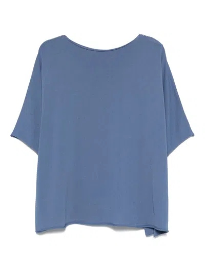 Le Tricot Perugia Relaxed-fit Blue T-shirt With Wide Neckline
