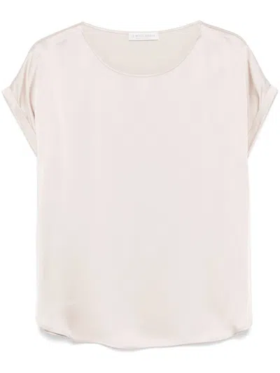 Le Tricot Perugia Relaxed Grey T-shirt With Soft Fabric Blend In White