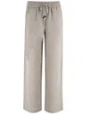 Le Tricot Perugia Relaxed Linen Trousers With Drawstring Waist In Gray