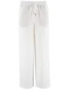Le Tricot Perugia Relaxed Linen Trousers With Drawstring Waist In White