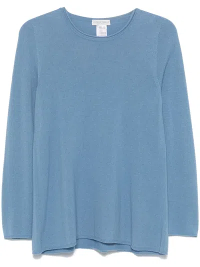 Le Tricot Perugia Rolled-trim Sweater In Blue