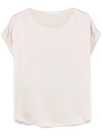 Le Tricot Perugia Satin Blouse In Grey