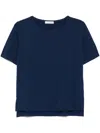 Le Tricot Perugia Classic Crew Neck T-shirt In Soft Viscose Blend In Blue