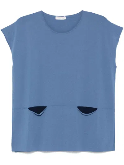 Le Tricot Perugia Short-sleeve Top In Blue